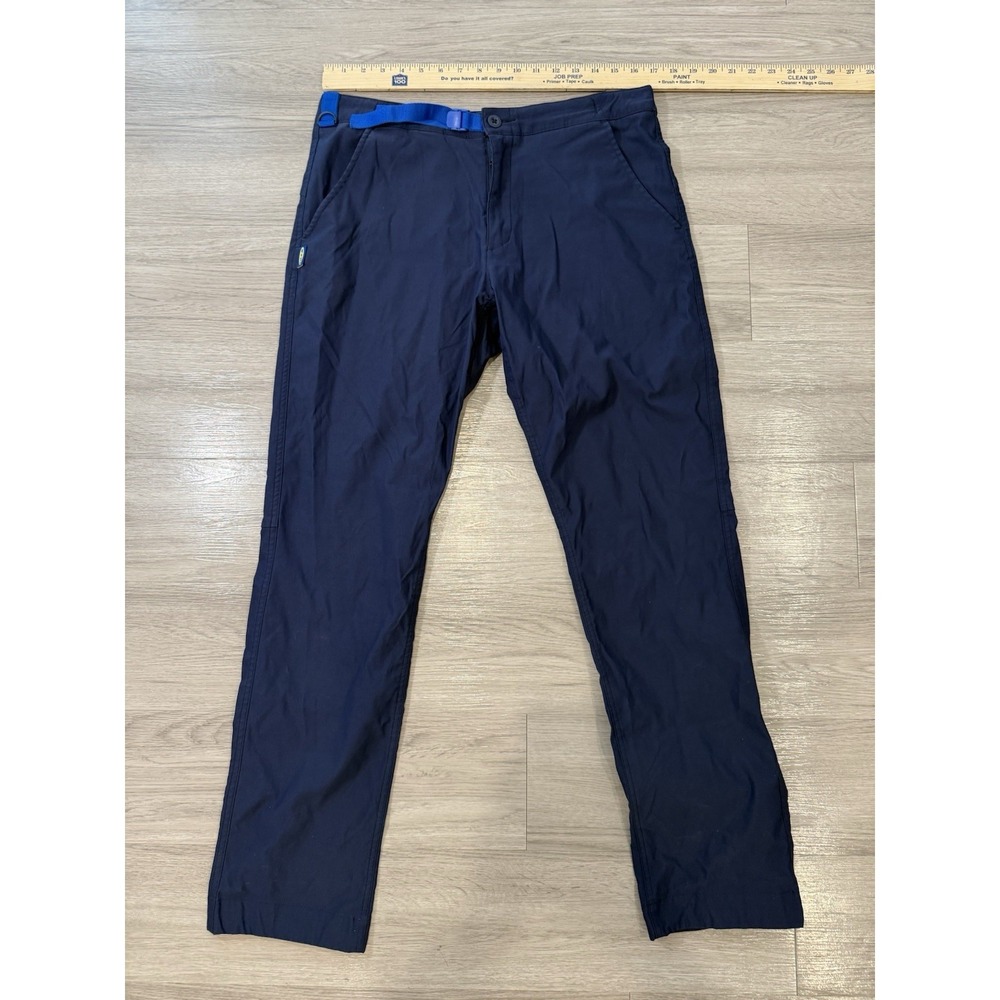 IKEA Work Pants 35x30 Navy Blue Uniform Trousers Lightweight Straight H Belted